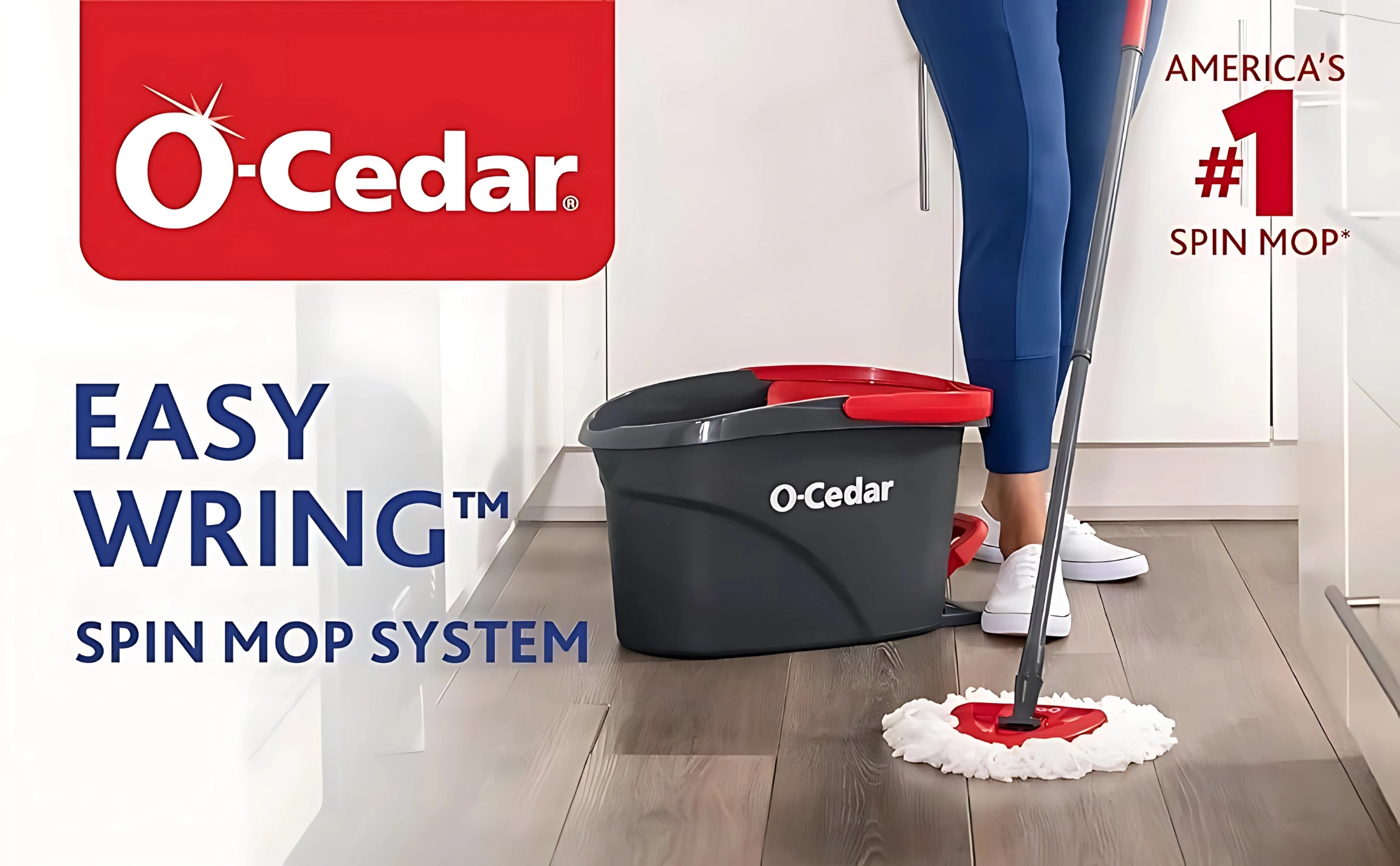 The O-Cedar EasyWring spin mop system The O-Cedar EasyWring spin mop system