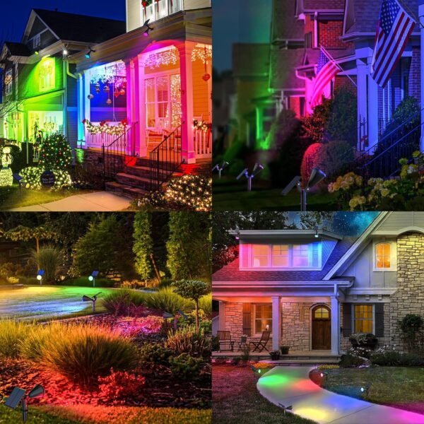 Solar Color Changing Lights Outdoor Waterproof, 7 Modes/6 Pack Christmas Multicolor RGB Solar Spot Lights, 180° Adjustable Solar Powered Landscape Spotlights for Outside...