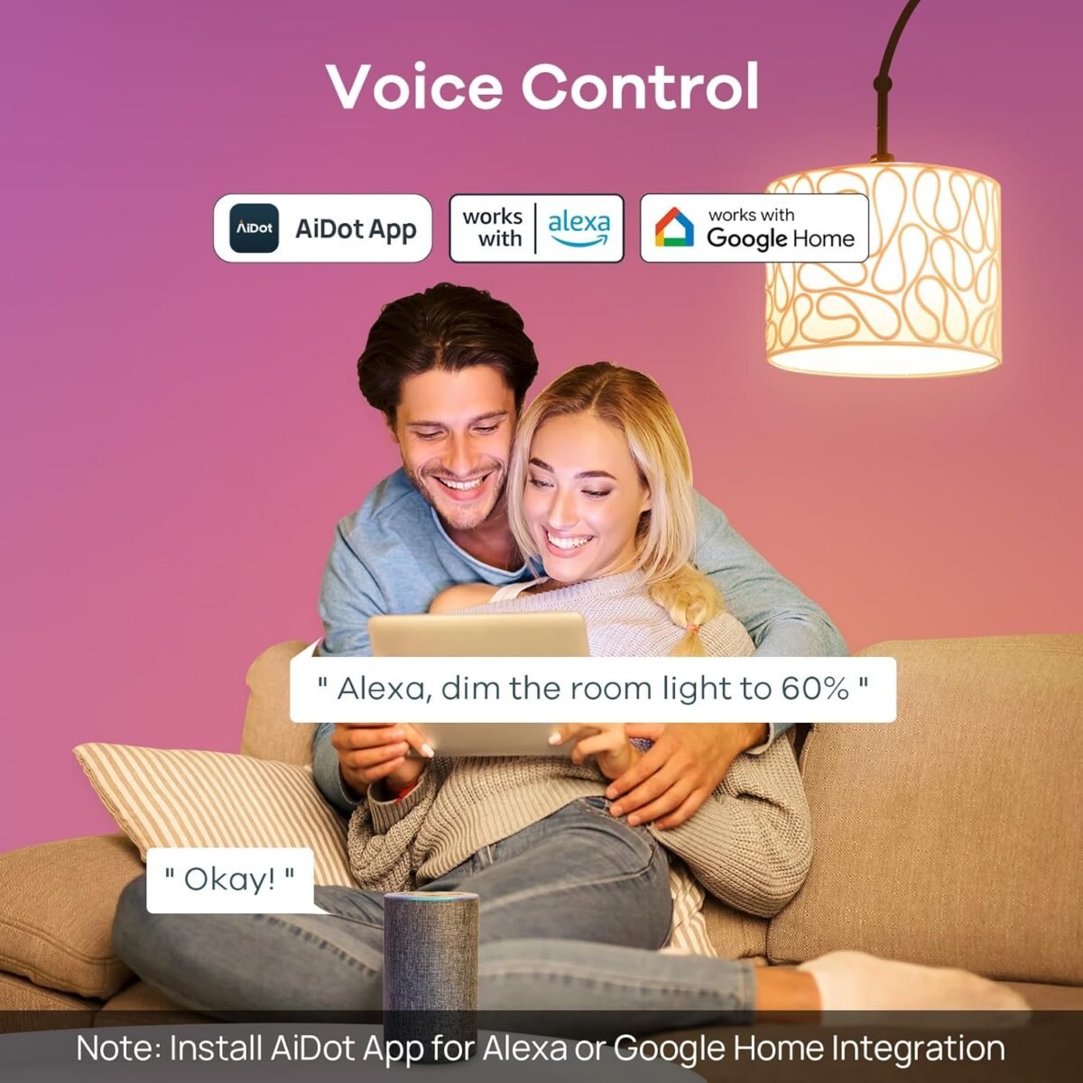Linkind Smart Light Bulbs, Smart Bulb That Work with Alexa & Google Home, LED Light Bulbs Color Changing, 64 Preset Scenes, Music Sync, A19 E26 2.4GHz RGBTW WiFi Bluetooth Light...