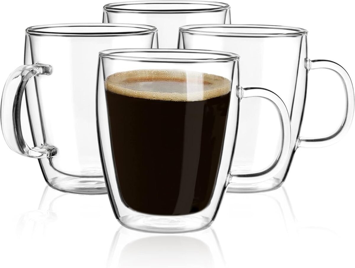 YUNCANG Double Wall Coffee Mugs - 4 Pack