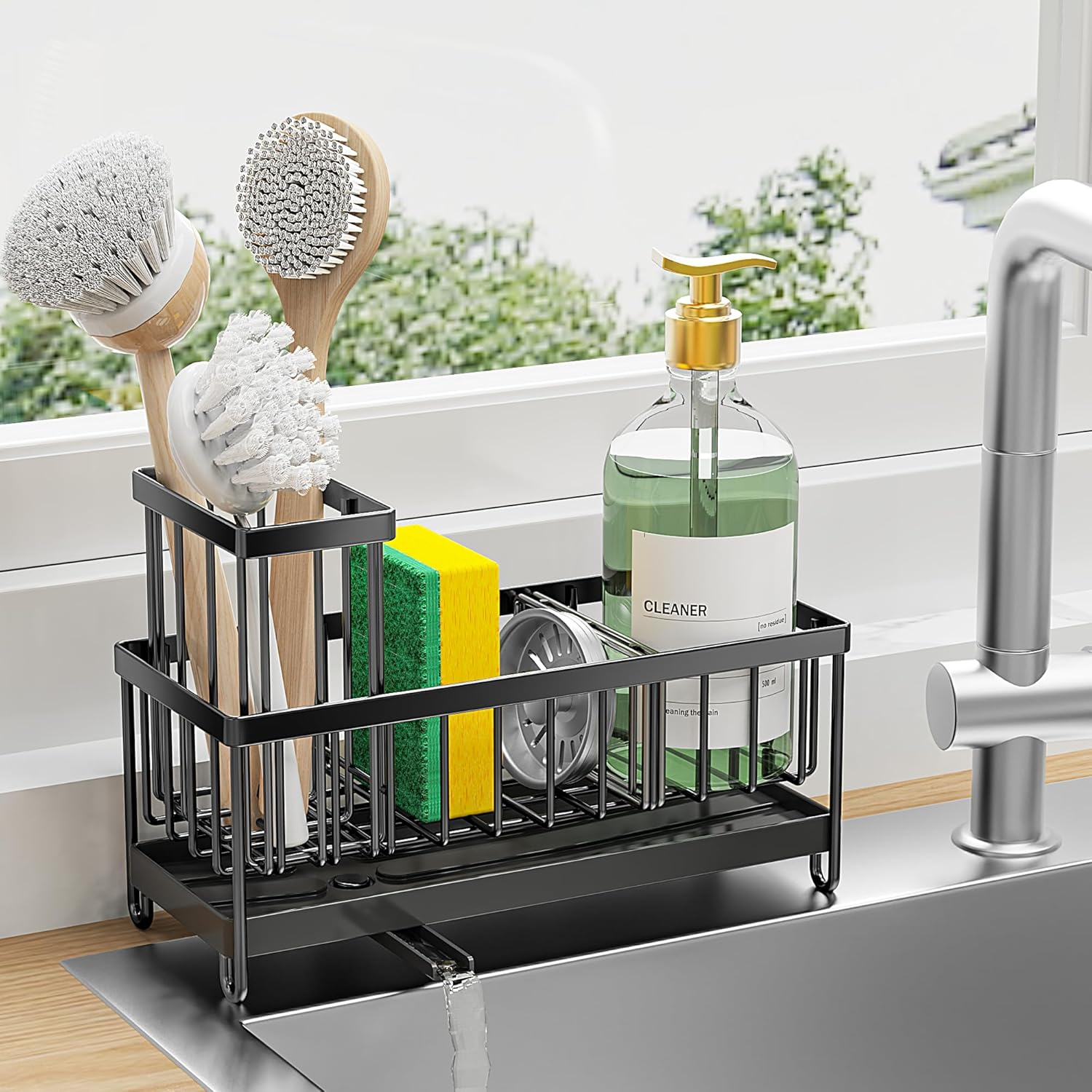 Cisily Black Kitchen Sink Caddy Organizer 3 Cisily Black Kitchen Sink Caddy Organizer