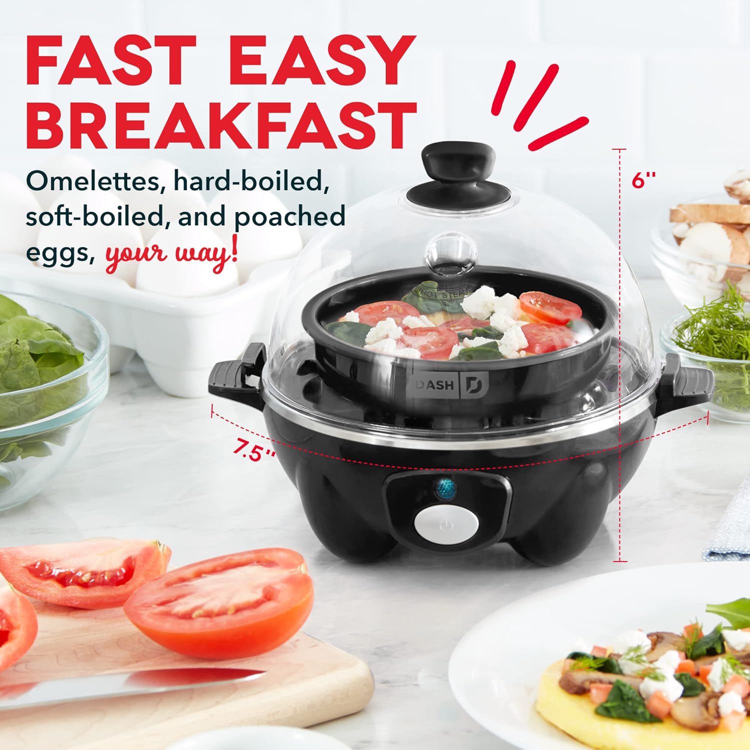 DASH 6-Egg Electric Cooker - Black 2 DASH 6-Egg Electric Cooker - Black