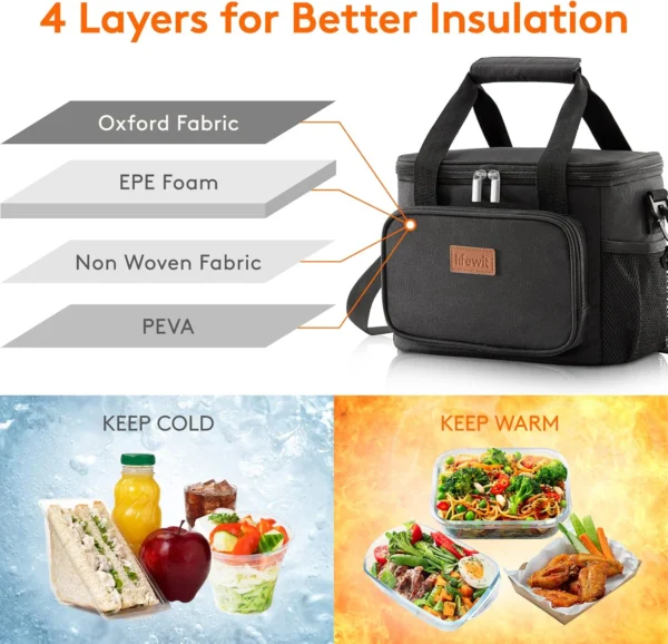 Lifewit Insulated Lunch Bag Tote - Black