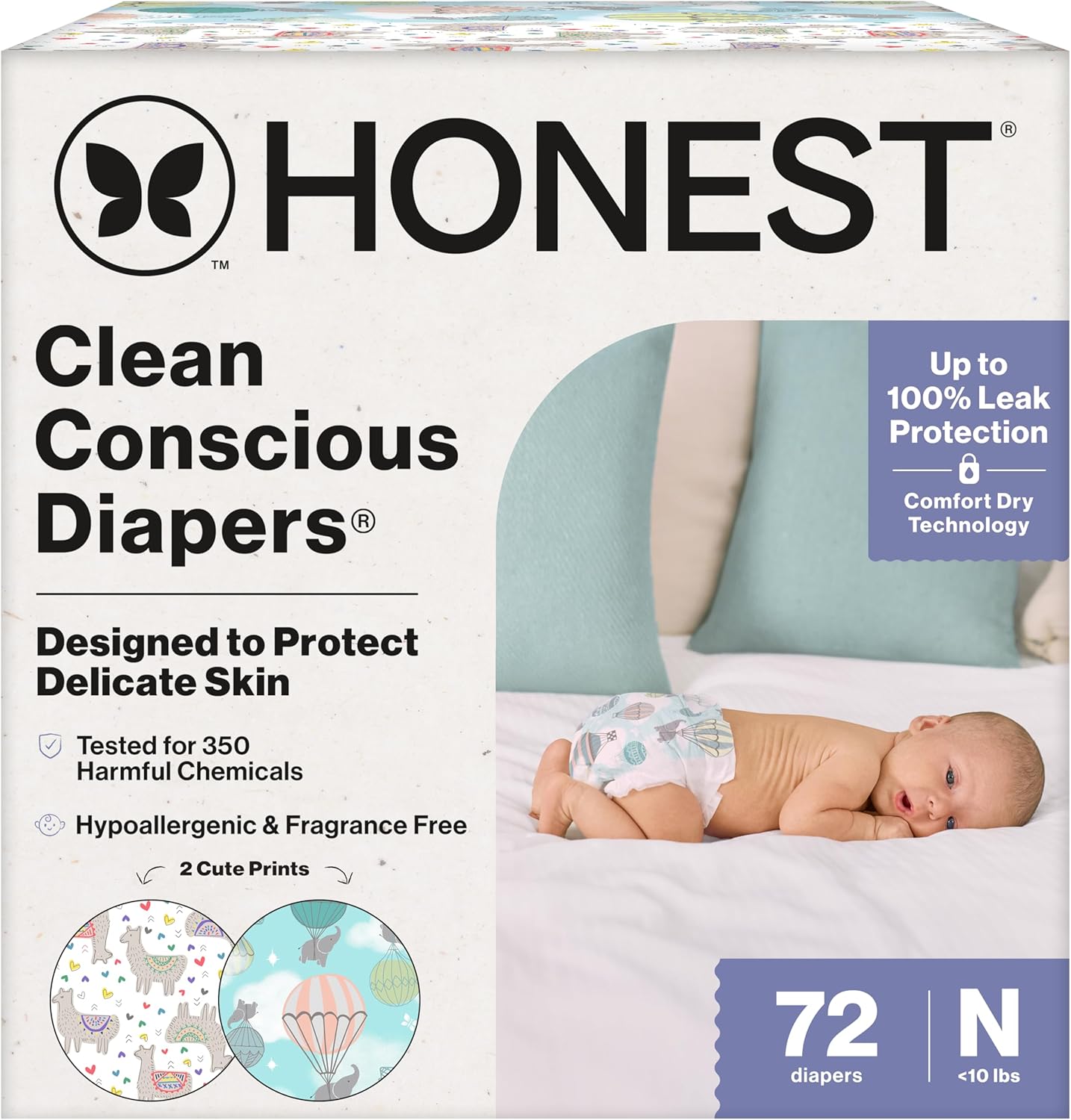 Honest Company Hypoallergenic Newborn Diapers, 72 Count 3 Honest Company Hypoallergenic Newborn Diapers, 72 Count