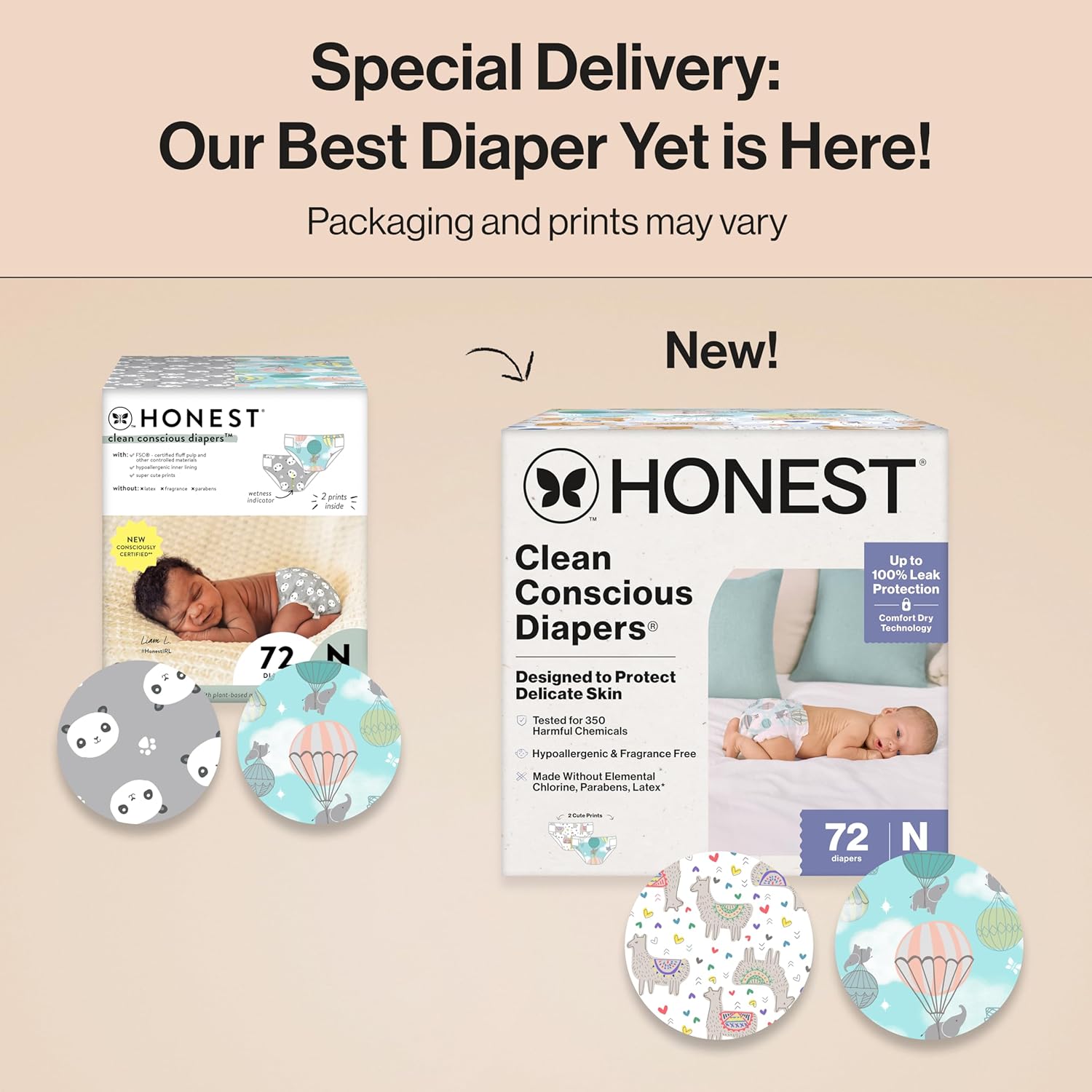 Honest Company Hypoallergenic Newborn Diapers, 72 Count 2 Honest Company Hypoallergenic Newborn Diapers, 72 Count