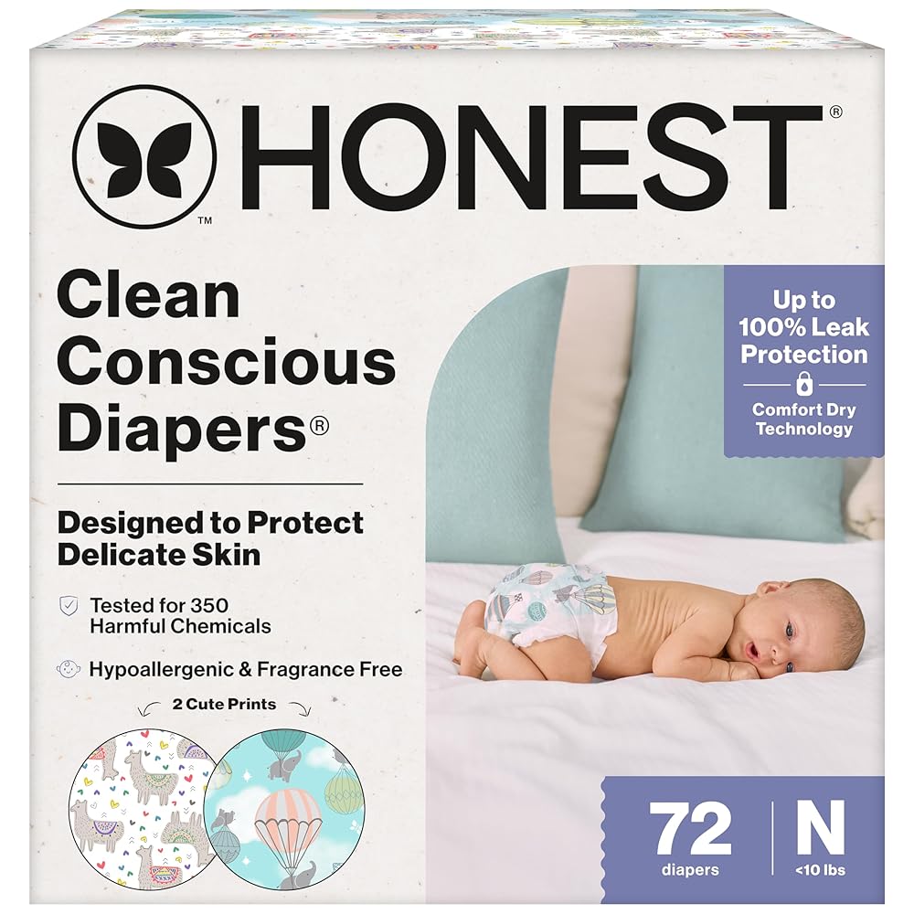 Honest Company Hypoallergenic Newborn Diapers, 72 Count 1 Honest Company Hypoallergenic Newborn Diapers, 72 Count