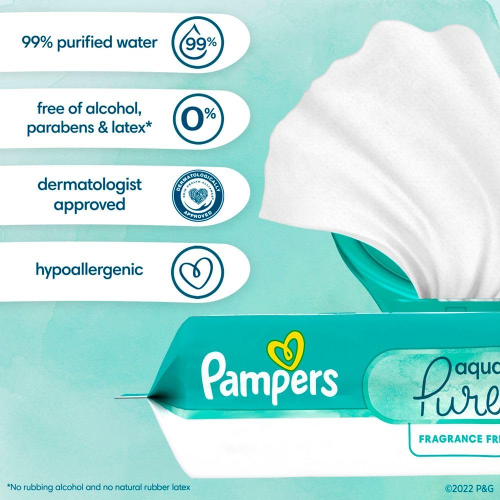 Pampers Aqua Pure Baby Wipes, 672 Count 3 Pampers Aqua Pure Baby Wipes, 672 Count