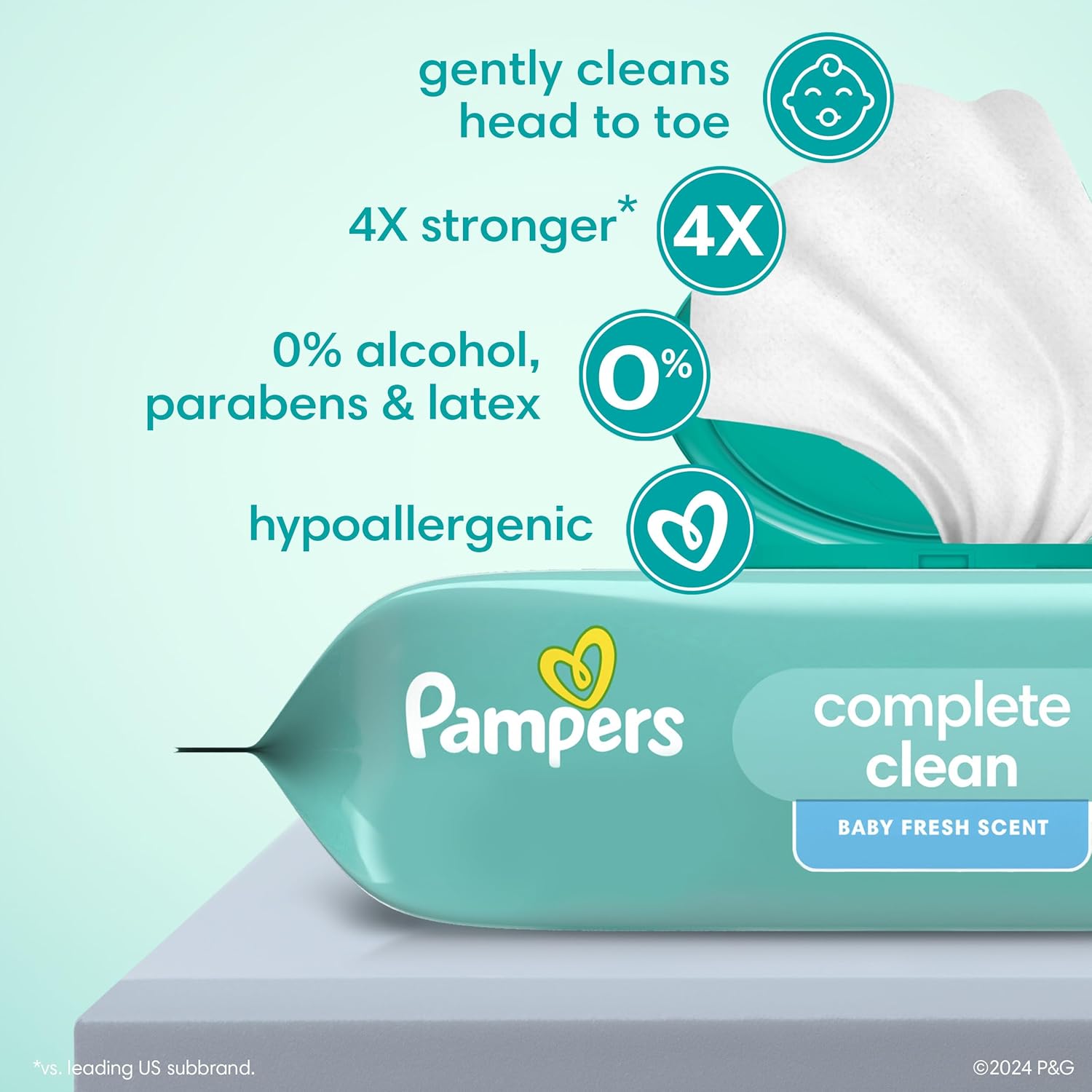 Pampers Baby Wipes | Complete Clean with Baby Fresh Scent 72 Count 3 Pampers Fresh Scent Baby Wipes, 72 Count