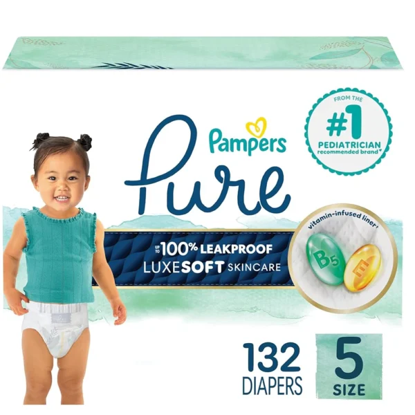 Pampers Pure Protection Size 5 Diapers, 132 Count