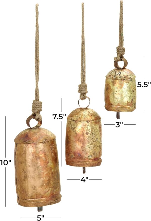 Set of 3 Gold Metal Cow Bells