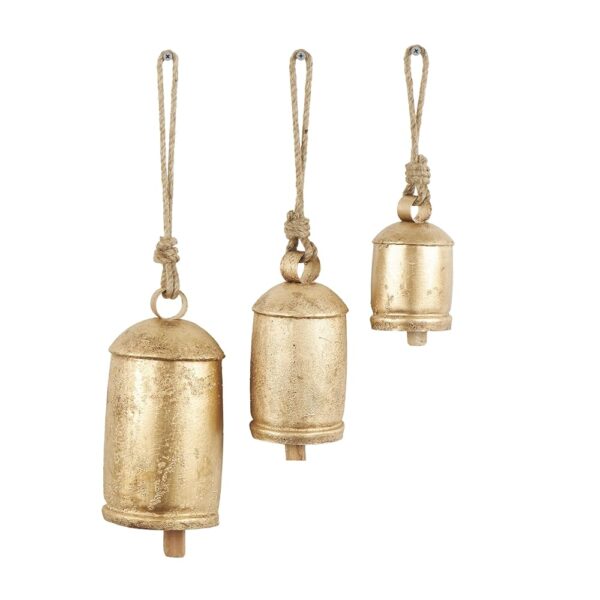 Set of 3 Gold Metal Cow Bells