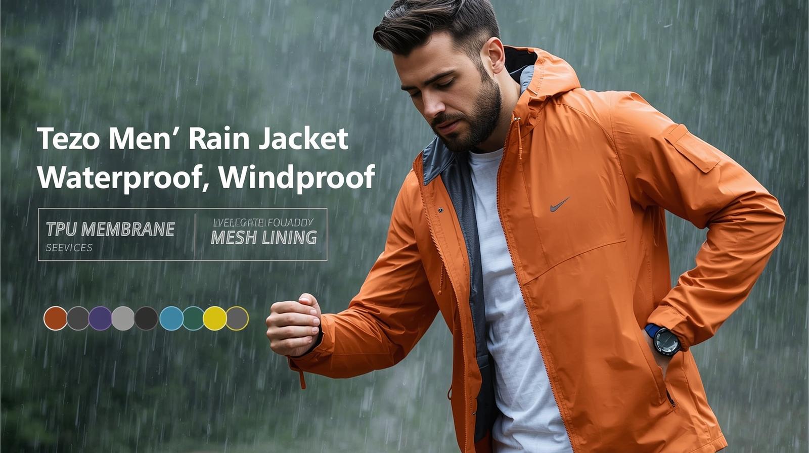Amazon’s $19.99 TEZO Mens Rain Jacket Comes in Multiple Colors & Is 41% Off Today!