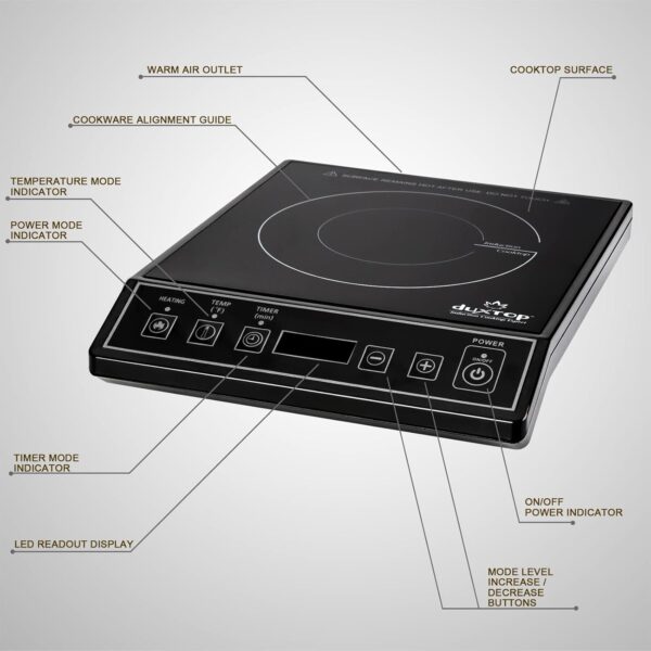 Duxtop 1800W Portable Induction Cooktop, Black