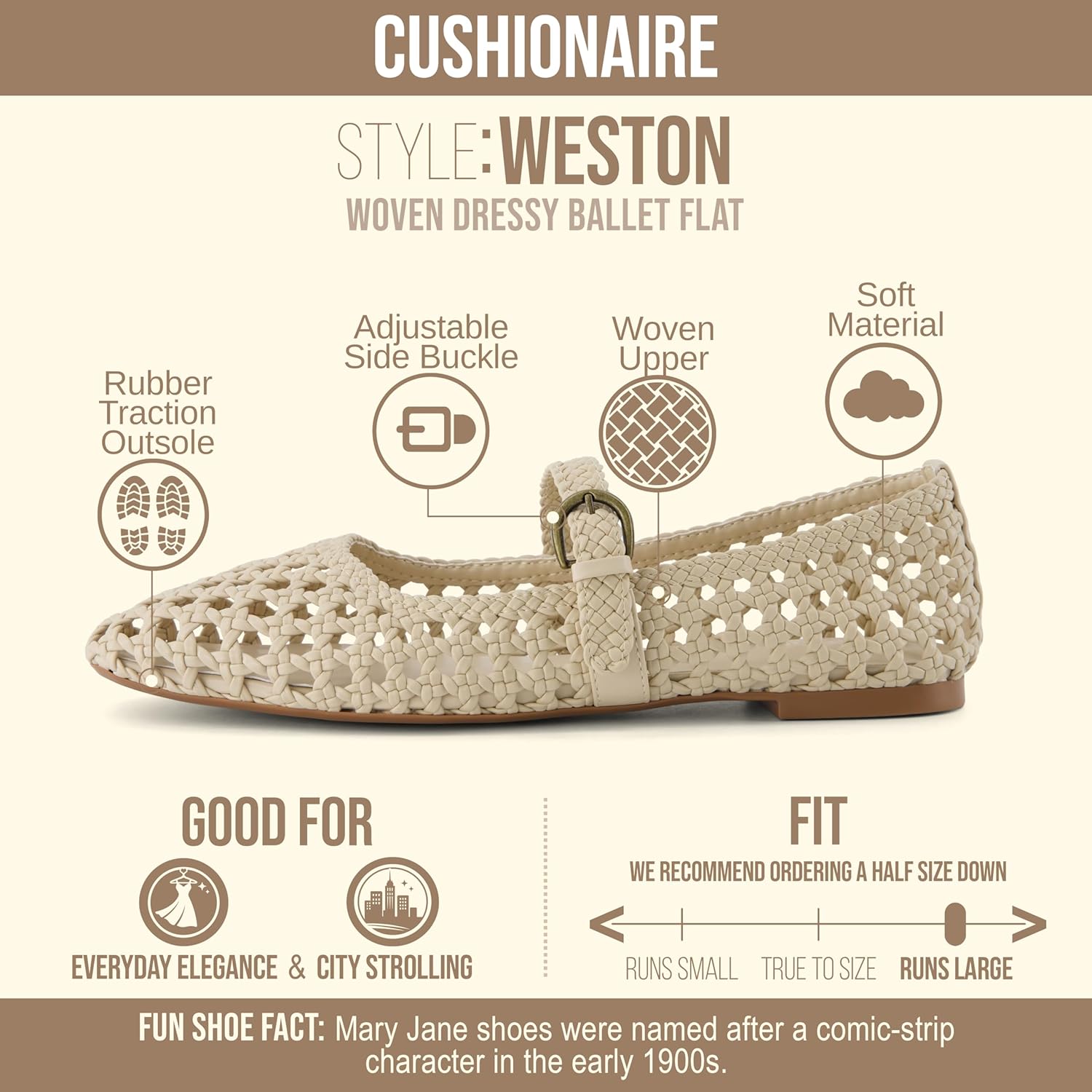CUSHIONAIRE Women's Hand Woven Mary Jane Flats 4 * CUSHIONAIRE Women's Hand Woven Mary Jane Flats