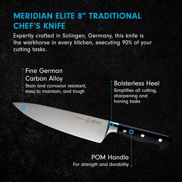 Messermeister Elite Chef's Knife (8 inches) - Rust-Resistant German Steel