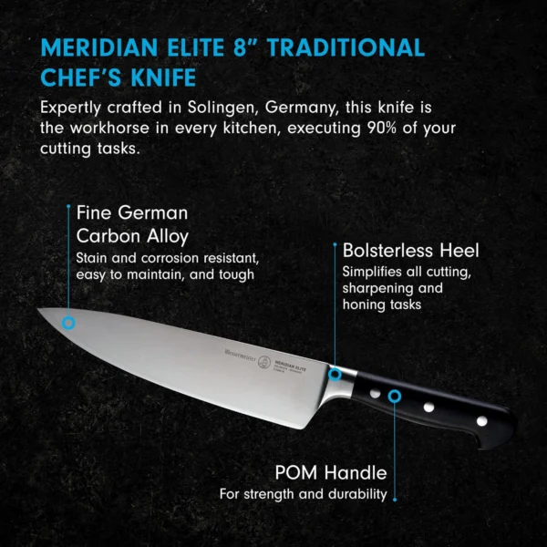 Messermeister Elite Chef's Knife (8 inches) - Rust-Resistant German Steel