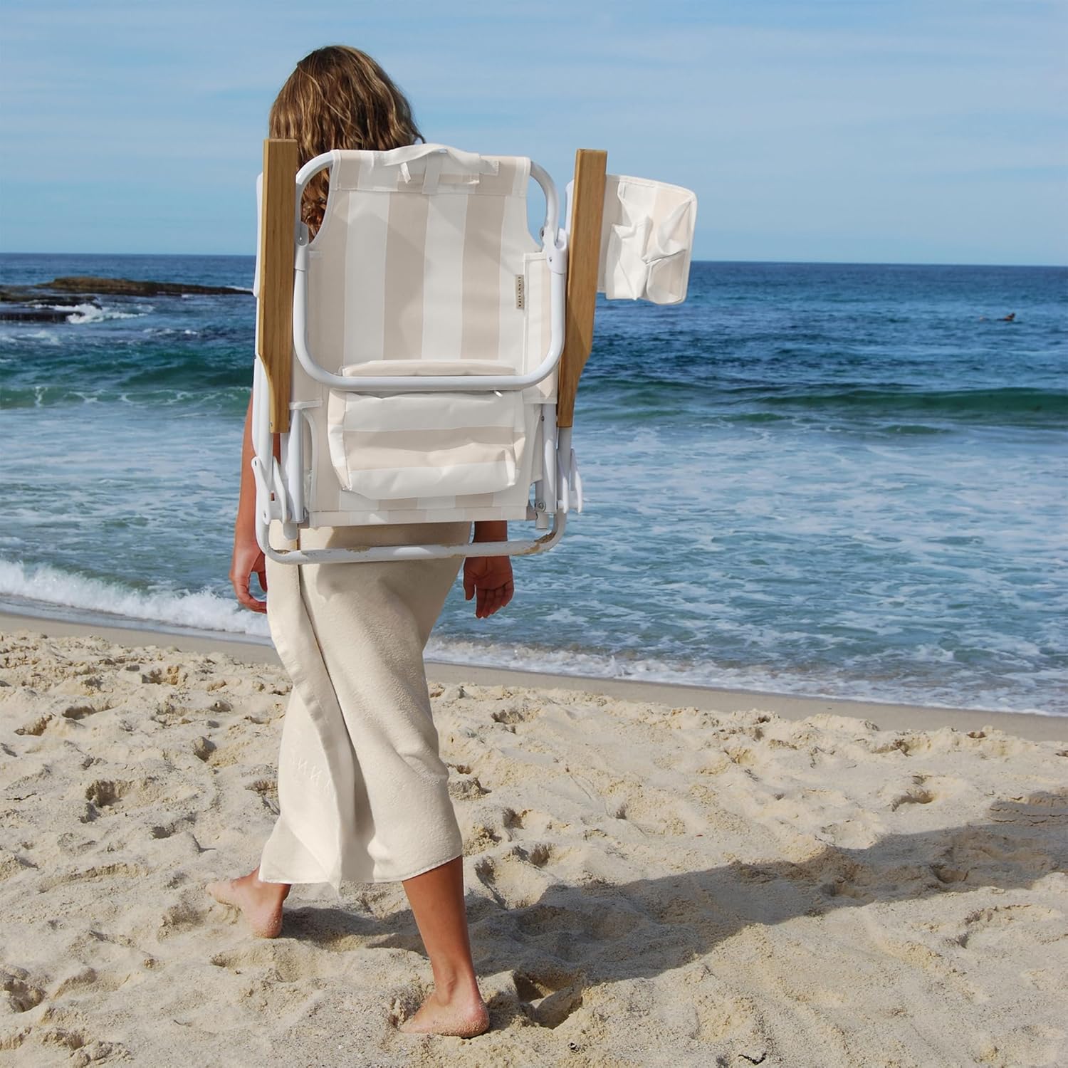 SUNNYLiFE Deluxe Beach Chair - Oyster Stripe 2 * SUNNYLiFE Deluxe Beach Chair - Oyster Stripe