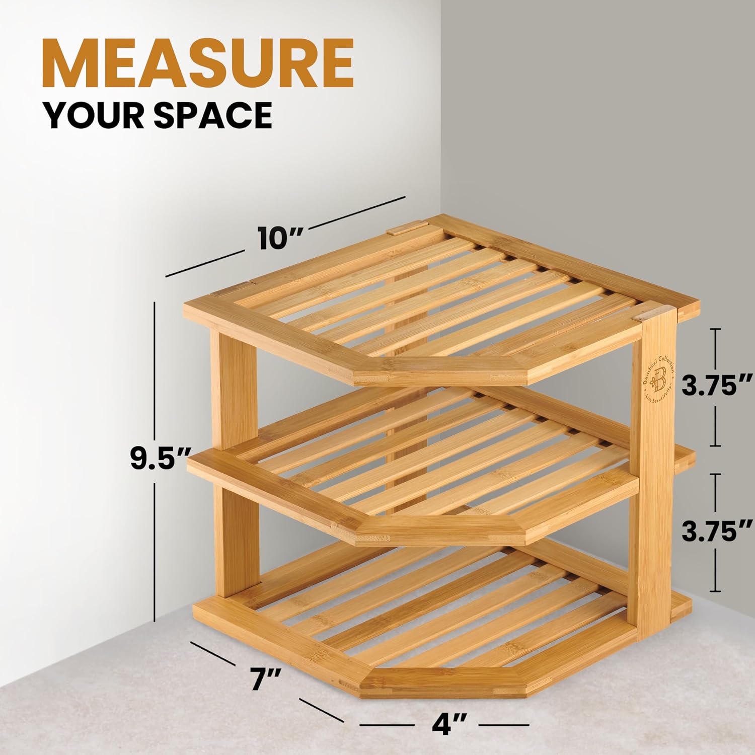 Bambüsi 3-Tier Bamboo Corner Cabinet Organizer 3 * Bambüsi 3-Tier Bamboo Corner Cabinet Organizer