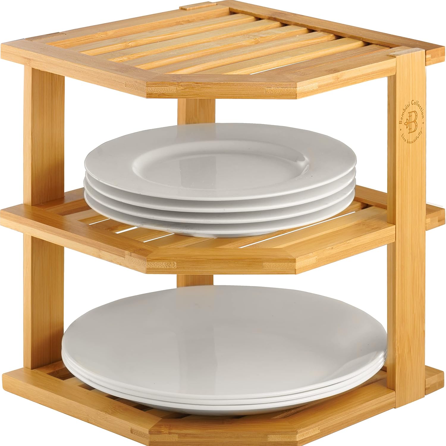 Bambüsi 3-Tier Bamboo Corner Cabinet Organizer 1 * Bambüsi 3-Tier Bamboo Corner Cabinet Organizer