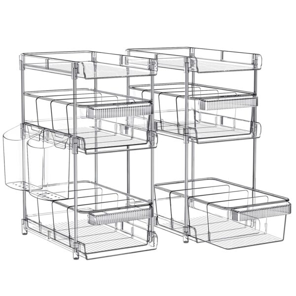 * Clear 2-Set 3-Tier Pull-Out Bathroom Organizer