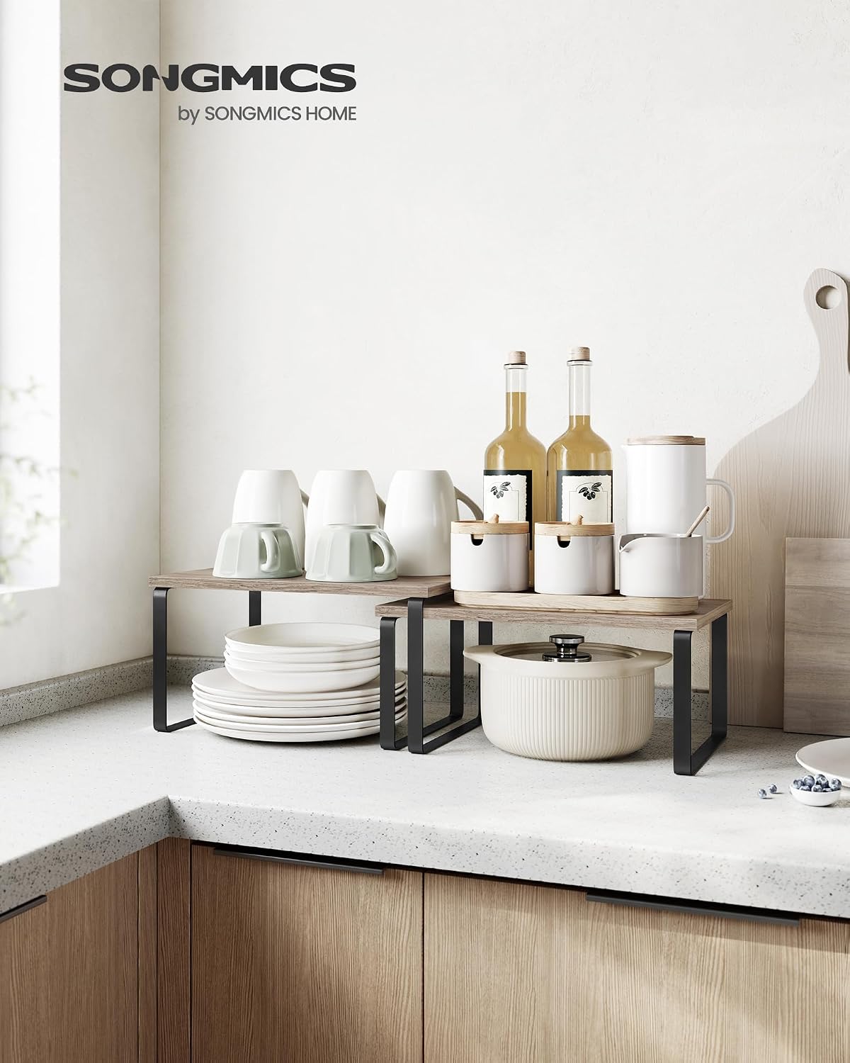 SONGMICS Stackable Metal & Wood Kitchen Shelves 2 * SONGMICS Stackable Metal & Wood Kitchen Shelves