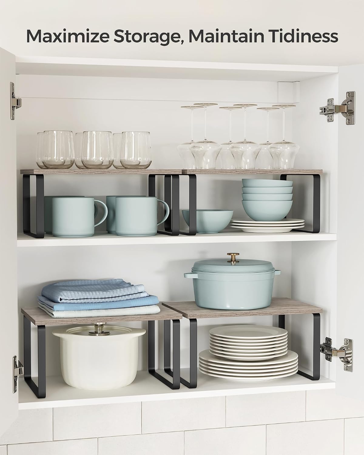 SONGMICS Stackable Metal & Wood Kitchen Shelves 3 * SONGMICS Stackable Metal & Wood Kitchen Shelves