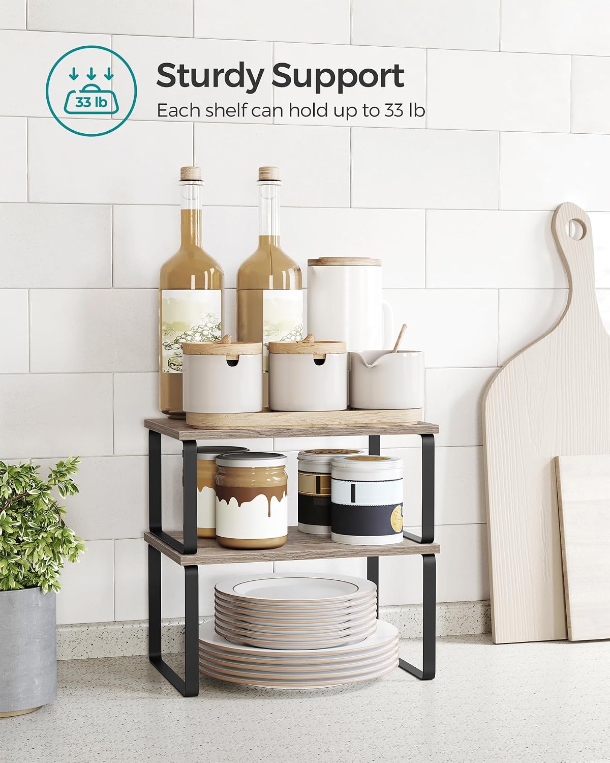 SONGMICS Stackable Metal & Wood Kitchen Shelves 4 * SONGMICS Stackable Metal & Wood Kitchen Shelves